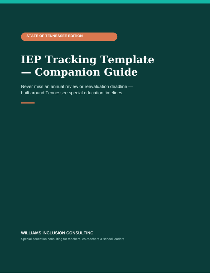 Cover of the IEP Tracking Template Companion Guide