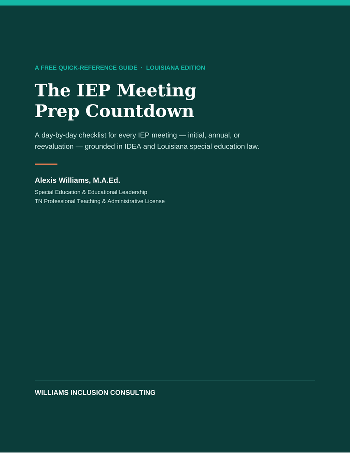 Cover of The IEP Meeting Prep Countdown, Louisiana Edition