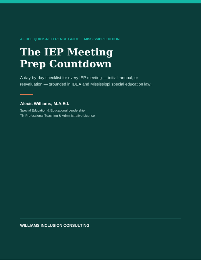 Cover of The IEP Meeting Prep Countdown, Mississippi Edition
