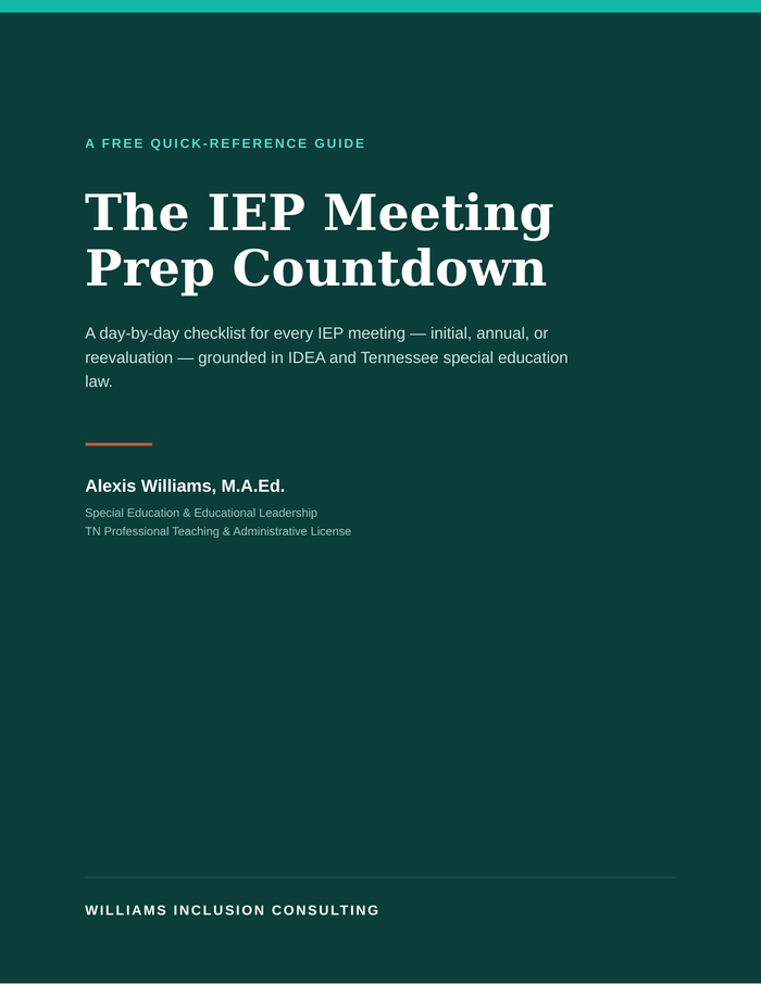 Cover of The IEP Meeting Prep Countdown, Tennessee Edition